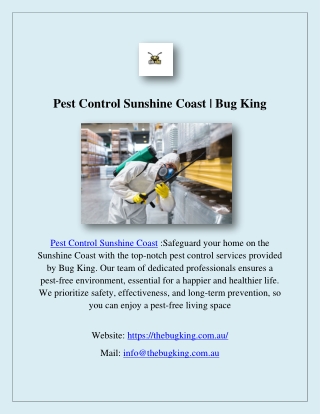 Pest Control Sunshine Coast | Bug King
