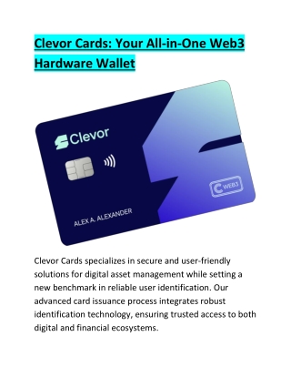 Clevor Cards-Your All-in-One Web3 Hardware Wallet