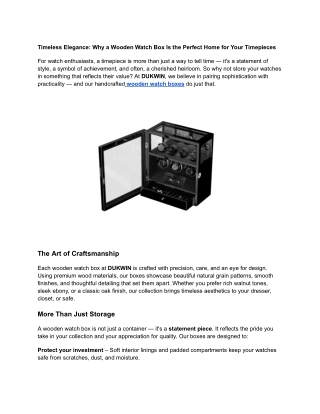 Timeless Elegance_ Why a Wooden Watch Box Is the Perfect Home for Your Timepieces