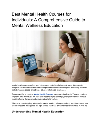 Best Mental Health Courses for Individuals A Comprehensive Guide