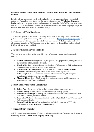 Powering Progress – Why an IT Solutions Company India Should Be Your Technology Partner