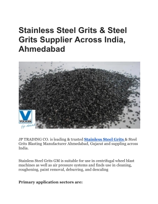 Stainless Steel Grits & Steel Grits Supplier Across India, Ahmedabad