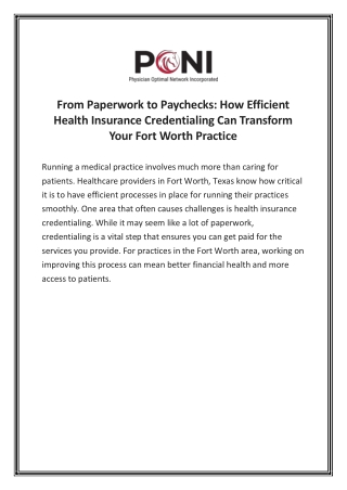 From Paperwork to Paychecks: How Efficient Health Insurance Credentialing Can Tr