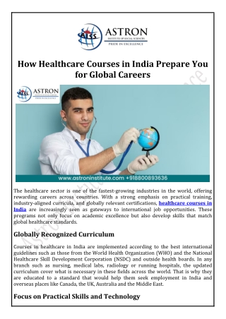How Healthcare Courses in India Prepare You for Global Careers