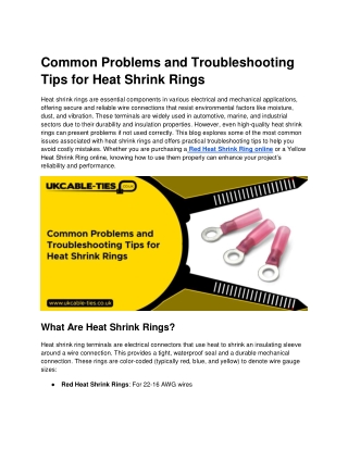 Common Problems and Troubleshooting Tips for Heat Shrink Rings