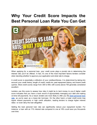 Why Your Credit Score Impacts the Best Personal Loan Rate You Can Get