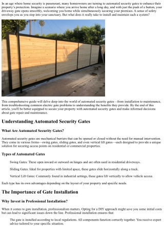 Securing Your Property with Automated Security Gates