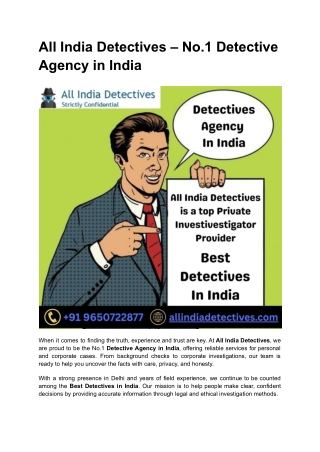 All India Detectives – No.1 Detective Agency in India