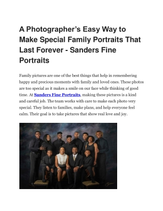 A Photographer Easy Way to Make Special Family Portraits - Sanders Fine Portrait