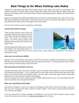 Best Things to Do When Visiting Lake Nubia