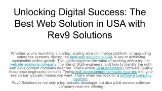 Unlocking Digital Success_ The Best Web Solution in USA with Rev9 Solutions