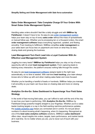 SALE FORCE AUTOMATION