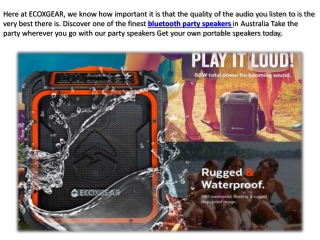 Party Speakers Australia - Ecoxgear Australia