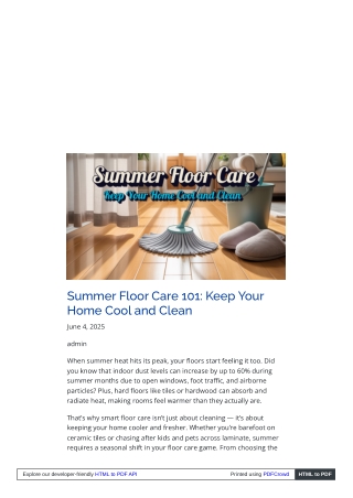 Summer Floor Care 101: Keep Your Home Cool and Clean