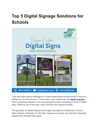 Top 5 Digital Signage Solutions for Schools