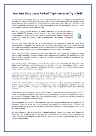 Best Lost Mary Vapes Ranked Top Flavours to Try in 2025