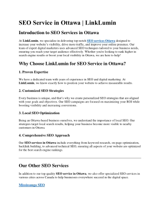 SEO Service in Ottawa