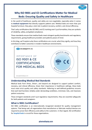 Why ISO 9001 and CE Certifications Matter for Medical Beds - Ensuring Quality and Safety in Healthcare