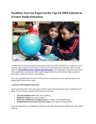 Facilities You Can Expect in the Top 10 CBSE Schools in Greater Noida Extension