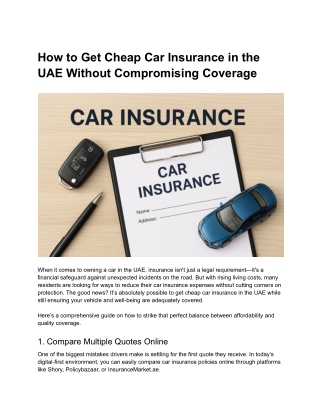 Cheap Car Insurance in the UAE | Save Without Sacrificing Coverage