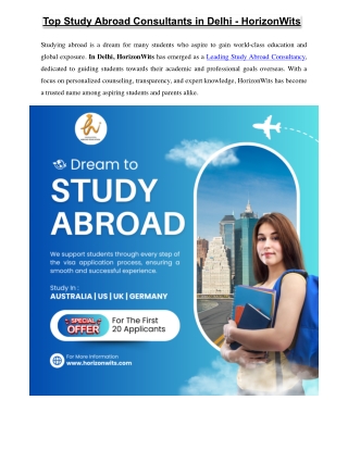 Top Study Abroad Consultants in Delhi - HorizonWits