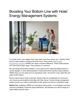 Boosting Your Bottom Line with Hotel Energy Management Systems