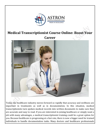 Medical Transcriptionist Course Online Boost Your Career