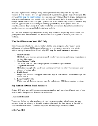 SEO help for small business