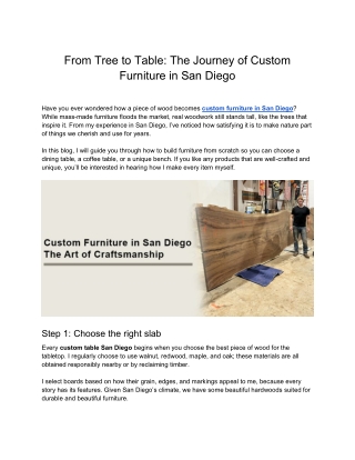 From Tree to Table_ The Journey of Custom Furniture in San Diego