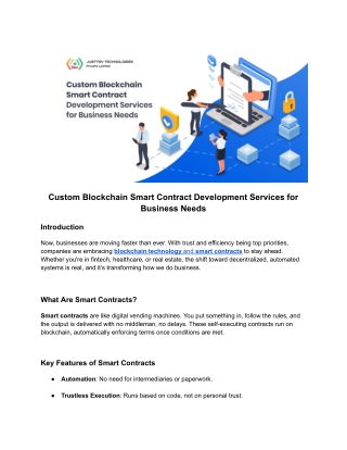 Custom Blockchain Smart Contract Development Services for Business Needs