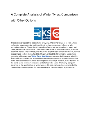 A Complete Analysis of Winter Tyres_ Comparison  with Other Options