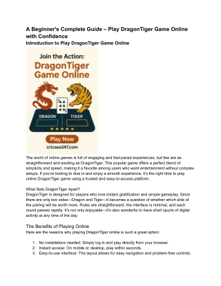 A Beginner's Complete Guide – Play DragonTiger Game Online with Confidence (1)