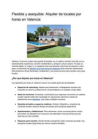 Flexible y asequible: Alquiler de locales por horas en Valencia