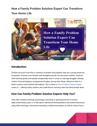 How a Family Problem Solution Expert Can Transform Your Home Life