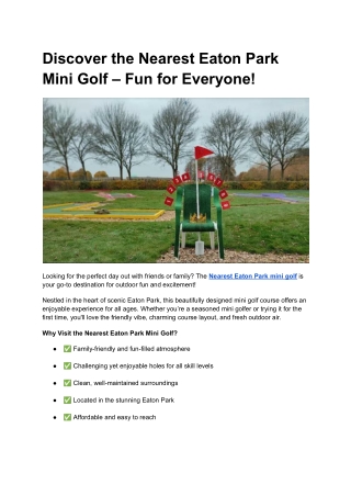 Discover the Nearest Eaton Park Mini Golf – Fun for Everyone