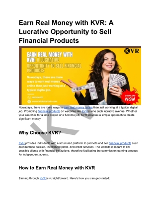 Earn Real Money with KVR_ A Lucrative Opportunity to Sell Financial Products