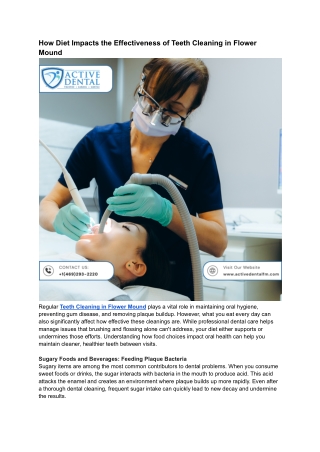 How Diet Impacts the Effectiveness of Teeth Cleaning in Flower Mound