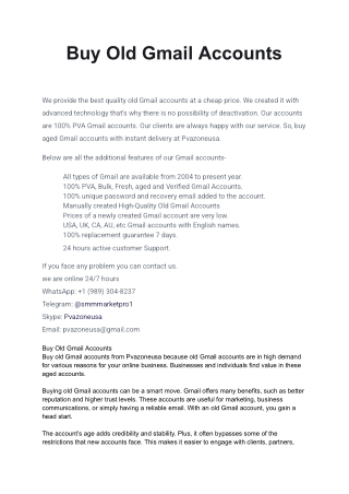 What are the benefits of buying old Gmail accounts from ...