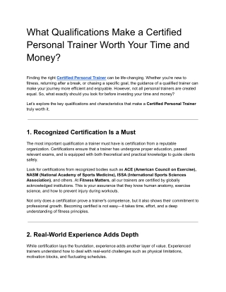 What Qualifications Make a Certified Personal Trainer Worth Your Time and Money
