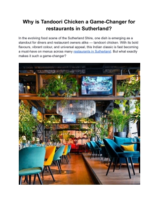 Why is Tandoori Chicken a Game-Changer for restaurants in Sutherland_