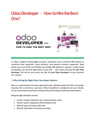 Odoo Developer — How to Hire the Best One