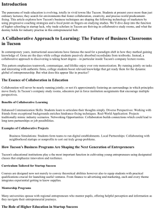 A Collaborative Approach to Learning: The Future of Business Classrooms in Tucso
