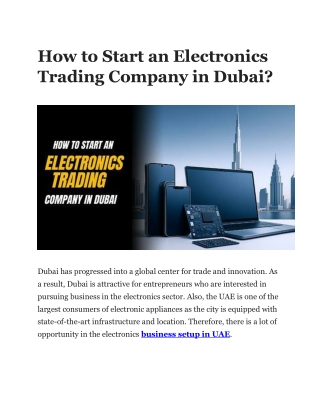 How to Start an Electronics Trading Company in Dubai