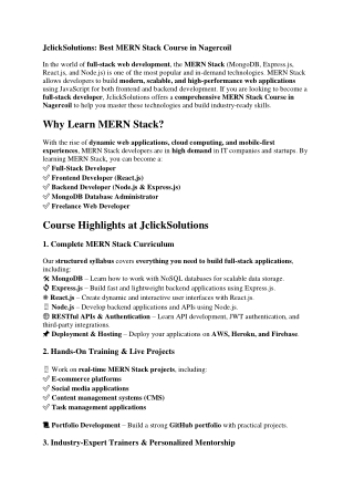 MERN STACK Course in nagercoil