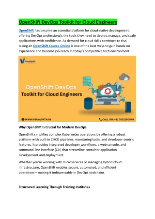 OpenShift Online Training Institute - Ameerpet