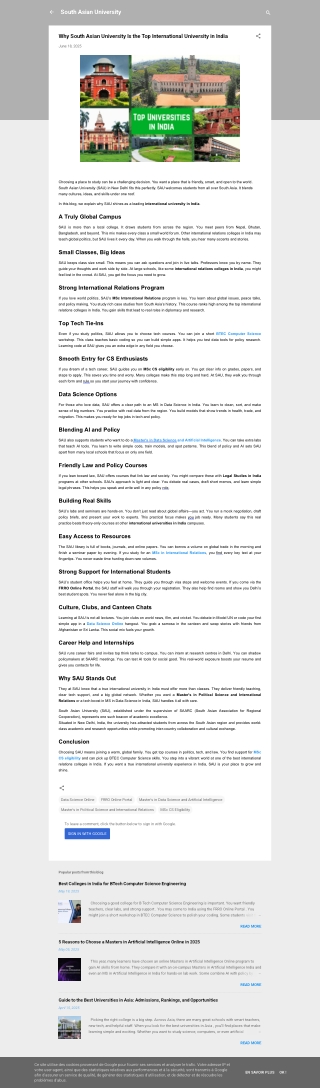 Why South Asian University Is the Top International University in India