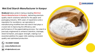 Wet End Starch Manufacturer in Kanpur