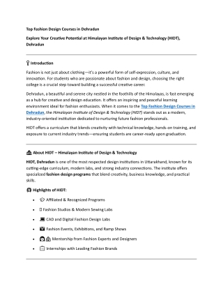 Top Fashion Design Courses in Dehradun