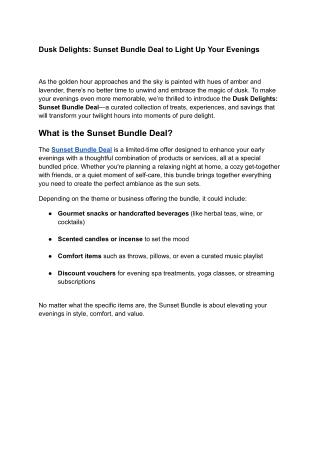 Dusk Delights: Sunset Bundle Deal to Light Up Your Evenings