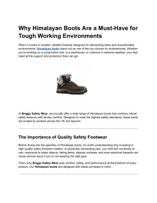 Why Himalayan Boots Are a Must-Have for Tough Working Environments